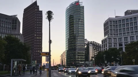 Berlin, Potsdamer Platz Timelapse at sunset 库存影片 166116778