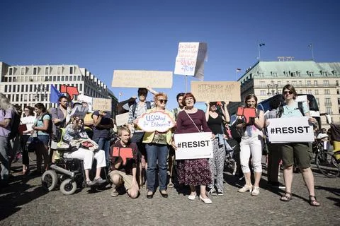 Berlin protest against the US government's decision to exit the Paris climate ac Stock Photos