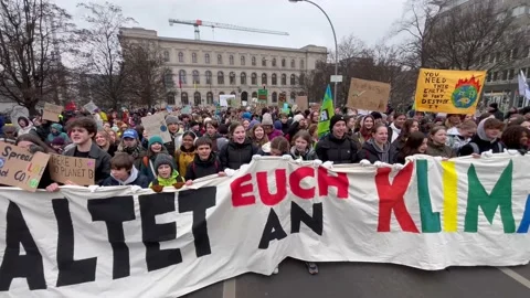 Berlin: Protest march and global climate strike by Fridays for Future, 4K Stock Footage 234780142