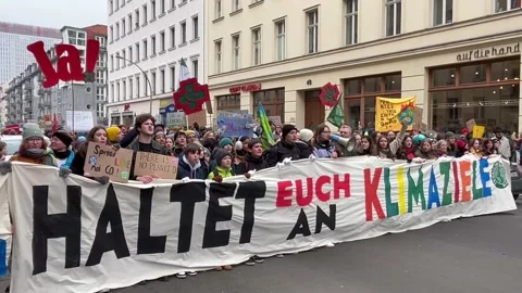 Berlin: Protest march and global climate strike by Fridays for Future, 4K Stock Footage 234780148