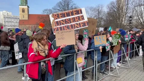 Berlin: Protest rally and climate action and strike by Fridays for Future, 4K Stock Footage 232836225