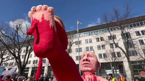 Berlin: Protest under the slogan "No more Putin, war, lies and repression", 4K Stock Footage 268806788