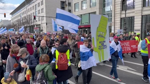 Berlin: Protest under the slogan "No more Putin, war, lies and repression", 4K Stock Footage 268808220