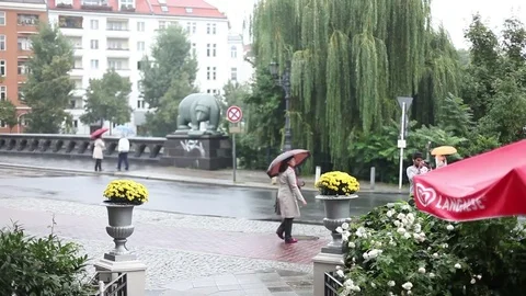 Berlin Rainy Street Stock Footage 81545080