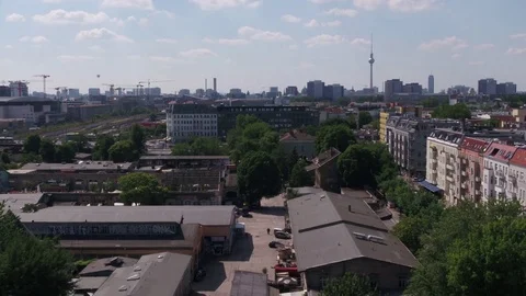 Berlin RAW area from above, Friedrichshain, aerial. Video stock 80676757