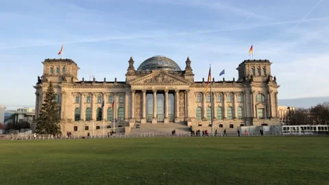 Berlin: Reichstag building in Mitte which houses the German parliament, 4K Stock Footage 167364142