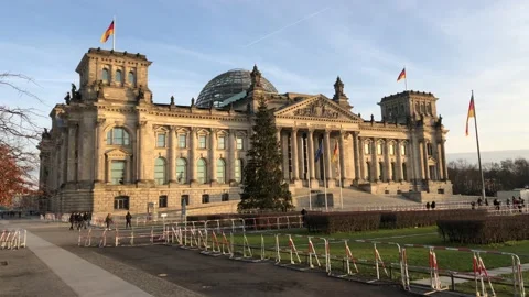 Berlin: Reichstag building in Mitte which houses the German parliament, 4K Stock Footage 167364715
