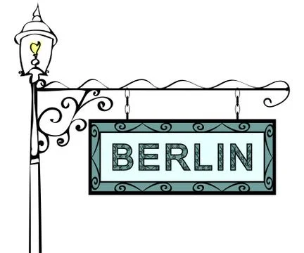 Berlin retro vintage pointer lamppost Illustrazione stock