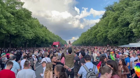 Berlin: Revellers at the Techno music parade "Rave the Planet" 2022, 4K Stock Footage 201064426