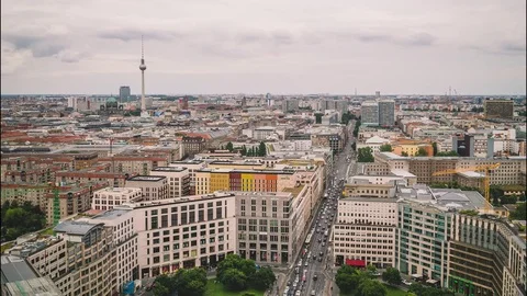 BERLIN - SEPTEMBER 15: Time lapse, roof top view of city center, September 15 Video stock 85130301