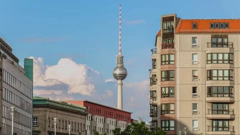 Berlin sky, time-lapse video in Germany Stock Footage 71692502