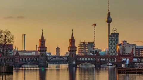 Berlin Skyline at evening. Stock Footage 84197121