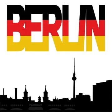 Berlin skyline with flag text Stock Illustration