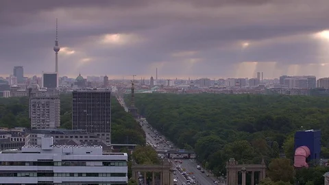 Berlin Skyline Pan Left to Right, Time Lapse Stock Footage 80909194
