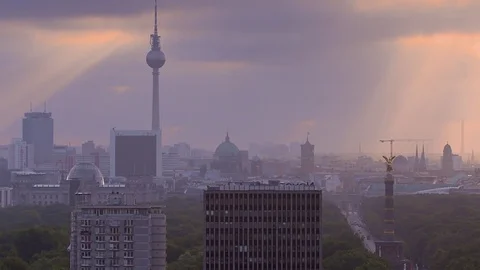 Berlin Skyline Pan Right to Left  Stock Footage 80904373