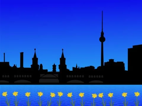 Berlin skyline in spring Stock Illustration