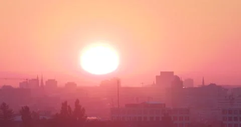 Berlin Skyline Sunrise Summer Stock Footage 239727147