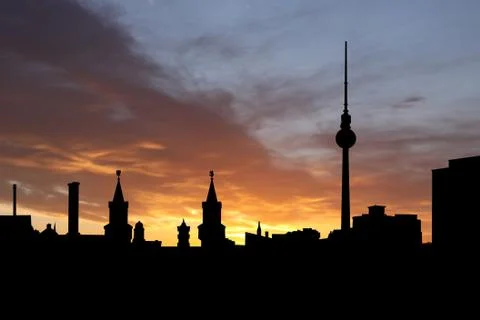 Berlin skyline at sunset Stock Illustration