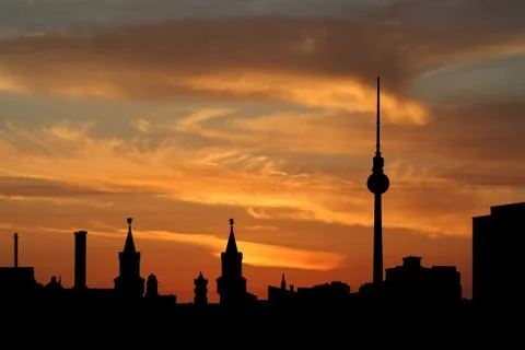 Berlin skyline at sunset Stock Illustration