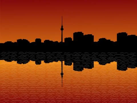 Berlin skyline at sunset Stock Illustration