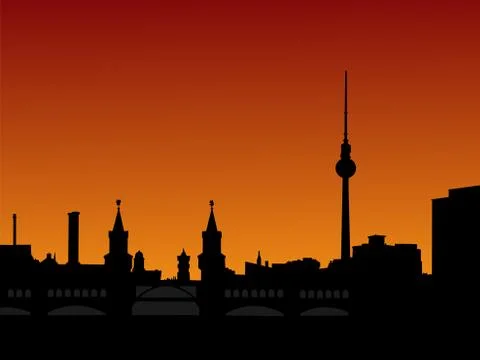 Berlin skyline at sunset Stock Illustration