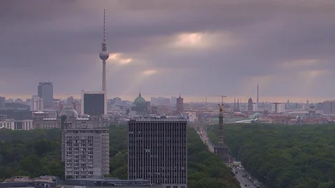 Berlin Skyline Tilt Up Stock Footage 80911554