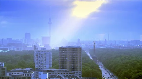 Berlin Skyline – Time Lapse - dramatic morning light - 4K - UHD Stock Footage 80906960