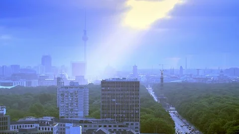 Berlin Skyline – Time Lapse - dramatic morning light Stock Footage 80908202