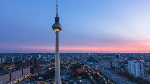 Berlin skyline time lapse zoom out Stock Footage
