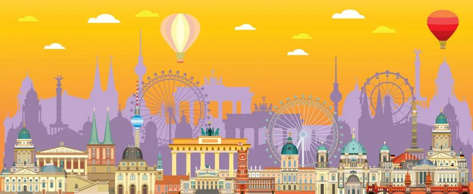 Berlin skyline vector background Stock Illustration