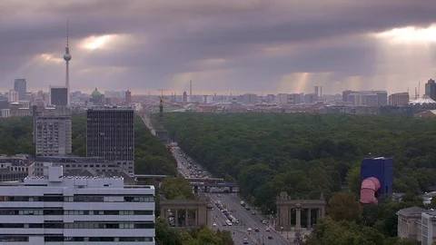 Berlin Skyline Zoom Out Stock Footage 80912380