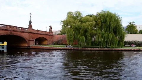 Berlin - Spree Boat Trip - view from the boat. Timelapse. Part 02 Stock Footage