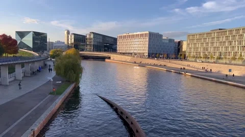 Berlin - Spree River and Main Station Stock Footage 312824312