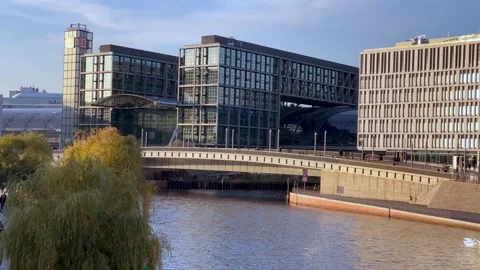 Berlin - Spree River and Main Station Stock Footage 312824549