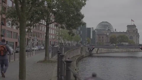Berlin Spree River Pan 4K Stock Footage 69142264