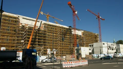Berlin Stadtschloss construction site Vídeo Stock 102143176
