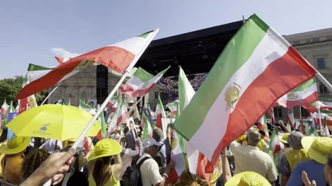 Berlin: Thousands of exiled Iranians protest for a Free Iran at Bebelplatz, 4K Stock Footage 278327866