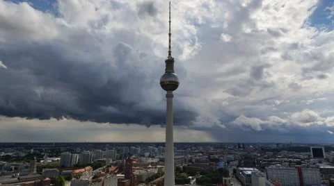 Berlin thunderstorm approaching tv tower time lapse 11455 Stock Footage 40691718