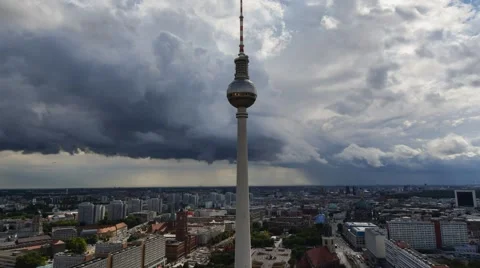 Berlin thunderstorm clouds tv tower time lapse 11383 Stock Footage 40049697