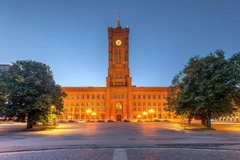The Berlin Town Hall at twilight Stock Photos