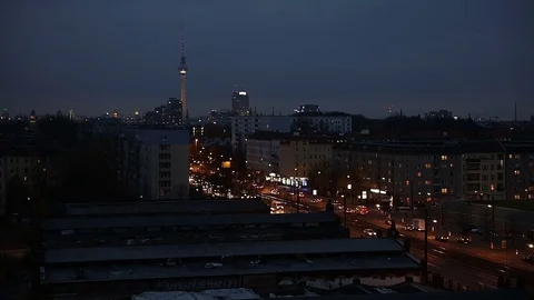 Berlin traffic night life Stock Footage 78041563