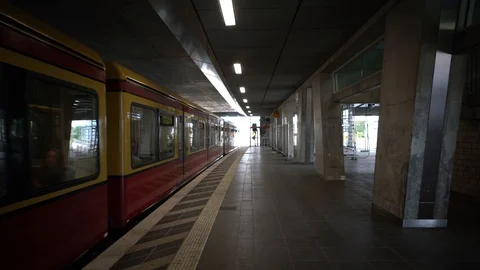 Berlin - Train leaving S-Bahn station Stock Footage 114109108