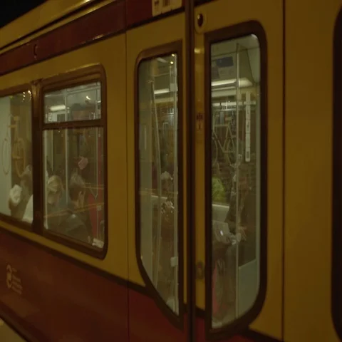 Berlin Train with People 4K Stock Footage 69123293