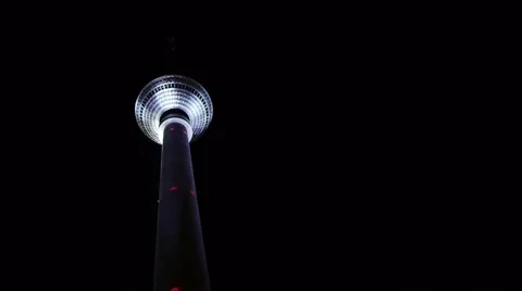 Berlin - TV at night with illumination Stock Footage 1060891