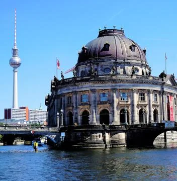 Berlin tv tower and Bode museum Stock Photos