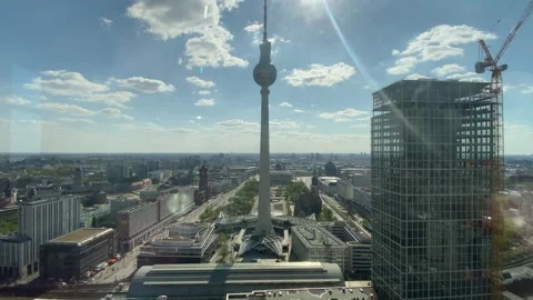 Berlin TV Tower and Red Town Hall Aerial Alexanderplatz, April 2026 Stock Footage 333918153