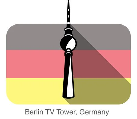 Berlin TV Tower, landmark flat icon design, background is German national fla Stock-Illustration