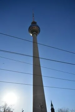 Berlin TV tower low angle 库存照片