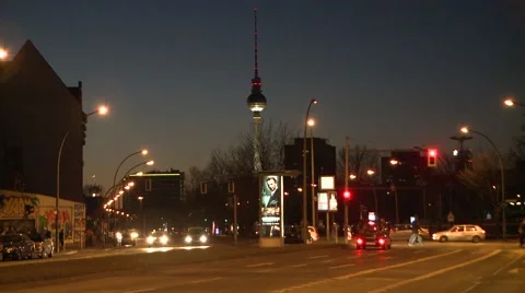 Berlin TV Tower-Night time Stock Footage 46754971