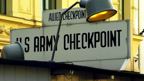 Berlin US Army checkpoint close Stock Footage 75781918